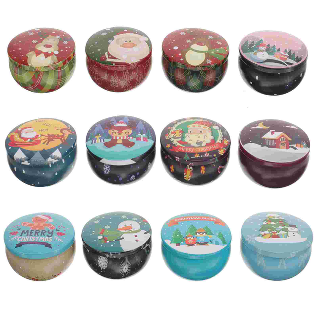 12pcs Christmas Theme Scented Boxes Empty Aromatherapy Small Tins Candles -  AliExpress